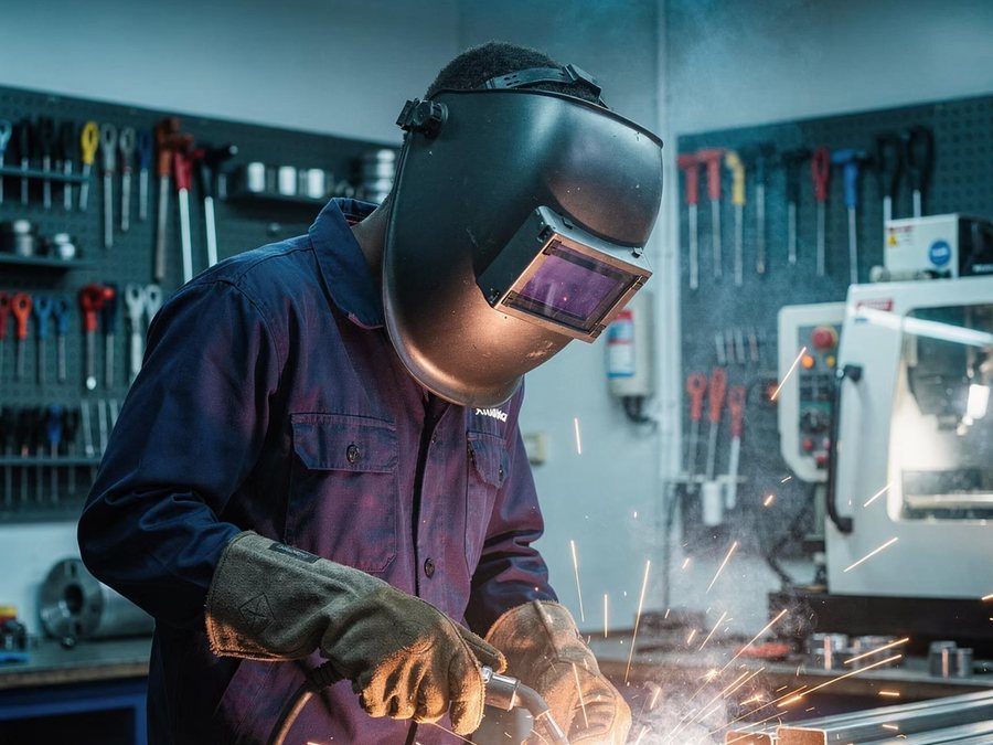 Nii Noi, a welding apprentice